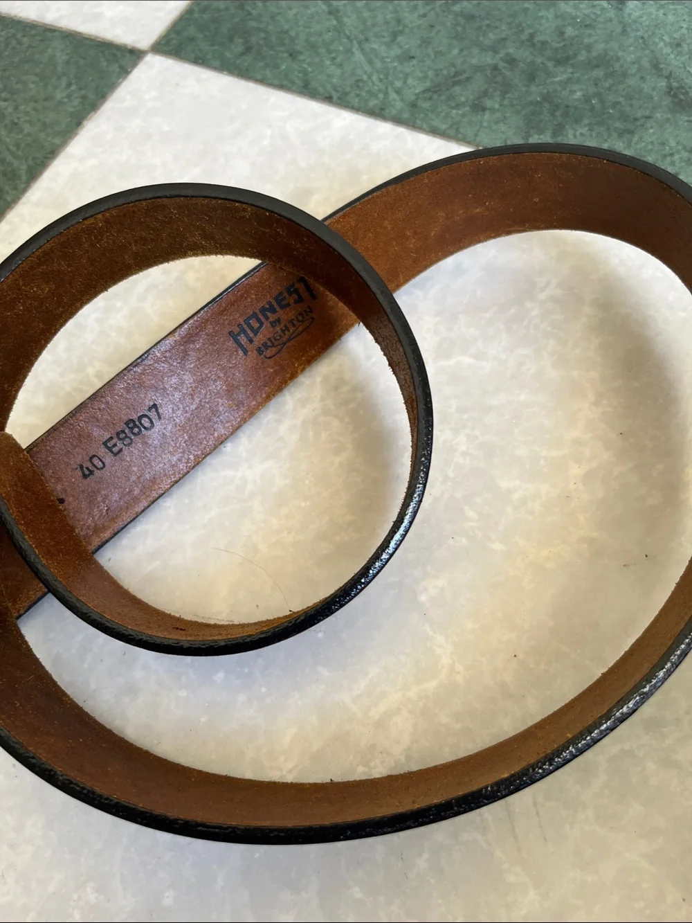 Brighton Embossed Floral Leather Belt in Deep Burgundy with Antique Brass Buckle